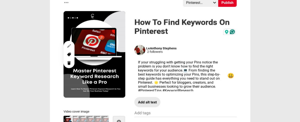 LeAnthony Stephens explains how to find keywords on Pinterest using Pinterest Keyword Strategy